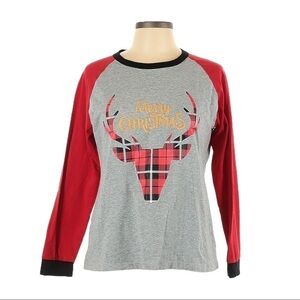 🌺 Dolphin & Fish Merry Christmas Plaid Reindeer 100% Cotton Baseball Tee Size L